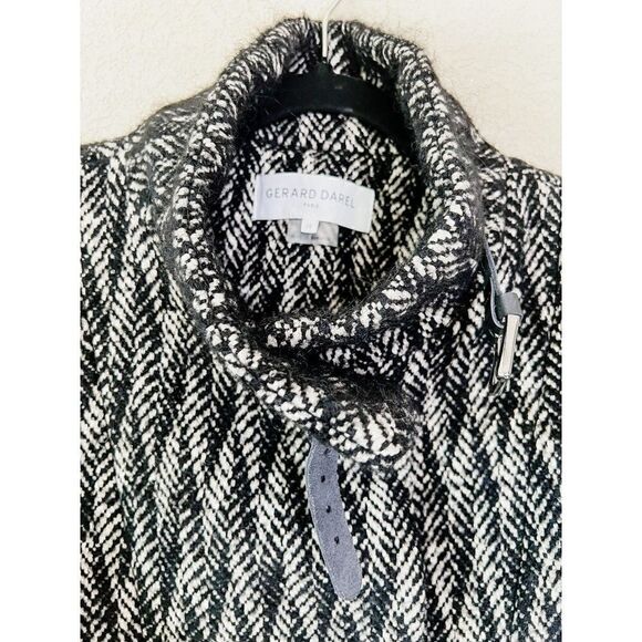 NEW! Gerard Darel Black and White Wool Blend Stand Collar Coat, Size 6 - Picture 4 of 9